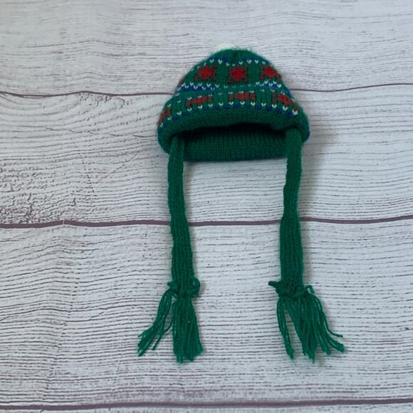 Knit Stocking Hat Christmas Tree Ornament or Holiday Decoration Pom Pom 10"L - Picture 5 of 14